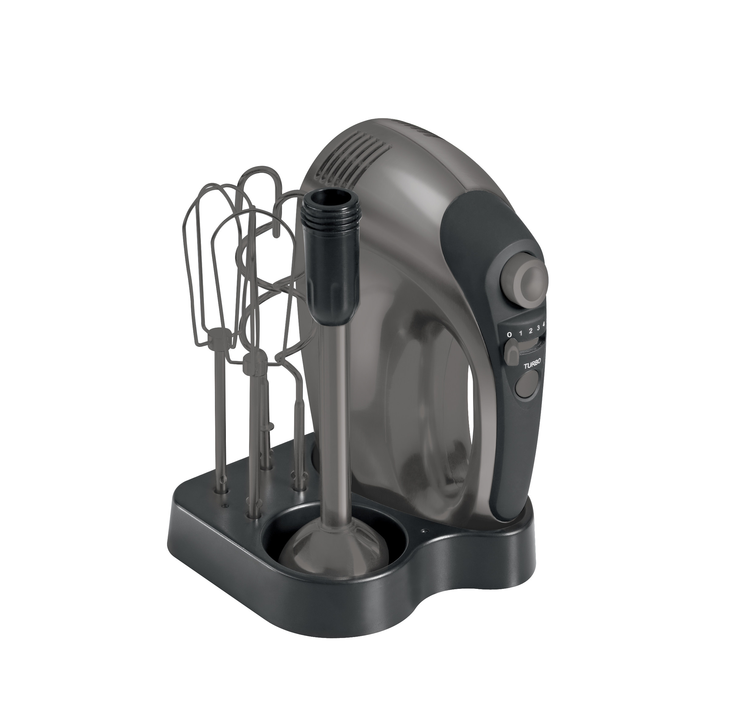 Hand Mixer GM-2621C with holder Black and metal grey